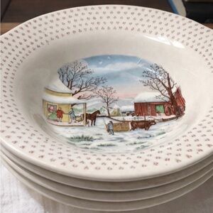 Vintage Royal China Farmhouse Ceramic Soup or Ice Cream Bowls - (Set of 4)